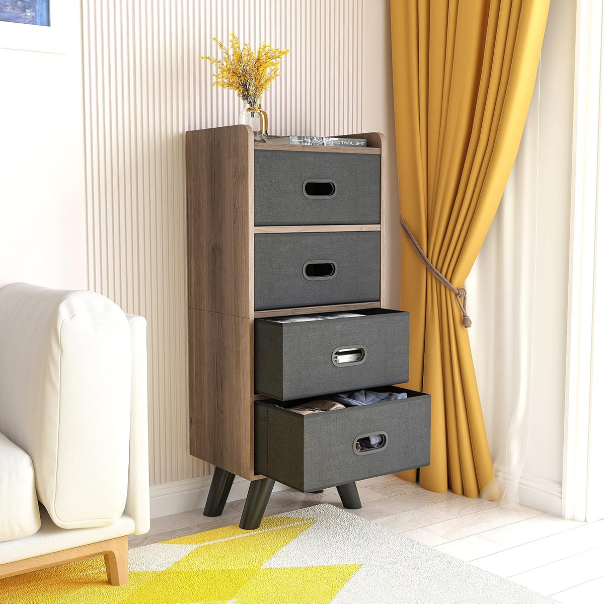Black 4 Drawer Storage Dresser J1603