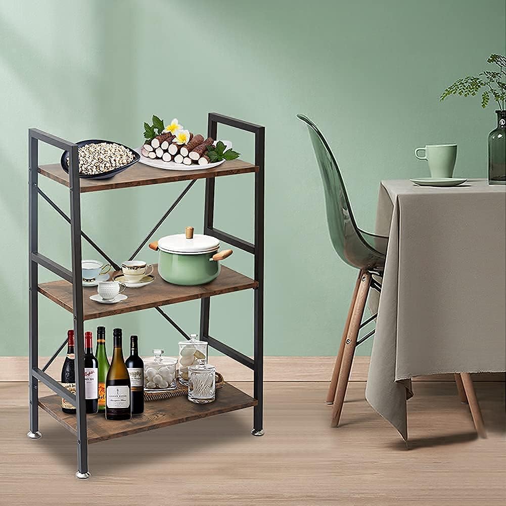 3 Tier Rustic Wood and Metal Bookshelf R747149