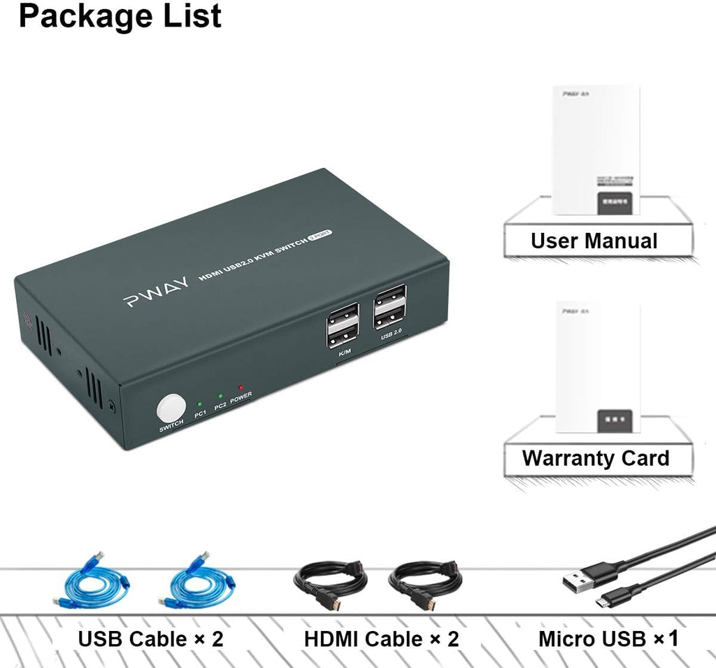 HDMI 2 Port 4K KVM Switch with USB Cables R18875