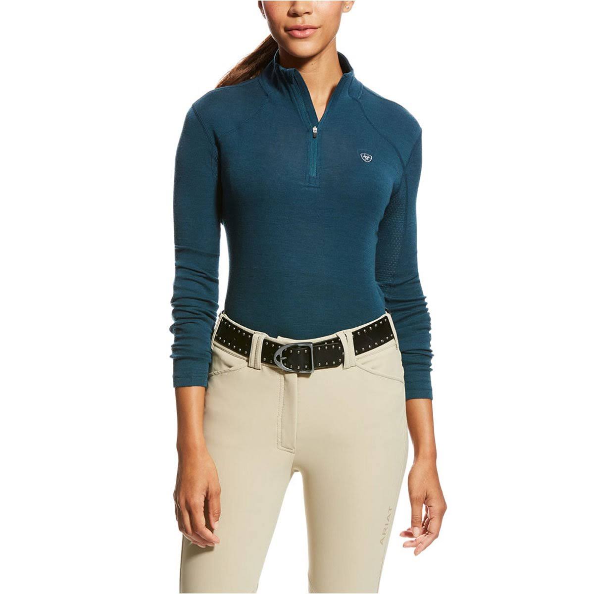 Ladies Wool 1/4 Zip Top Black Z1181