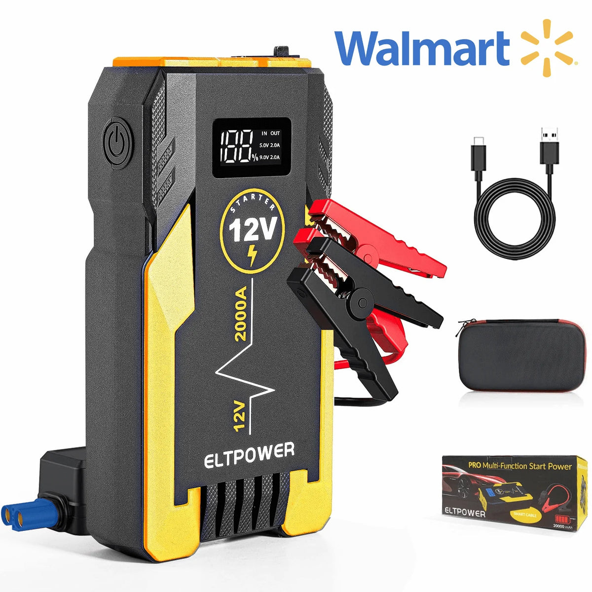 20000mAh 2000A Peak Car Battery Jump Starter with LED and USB Quick Charge 3.0 R81082