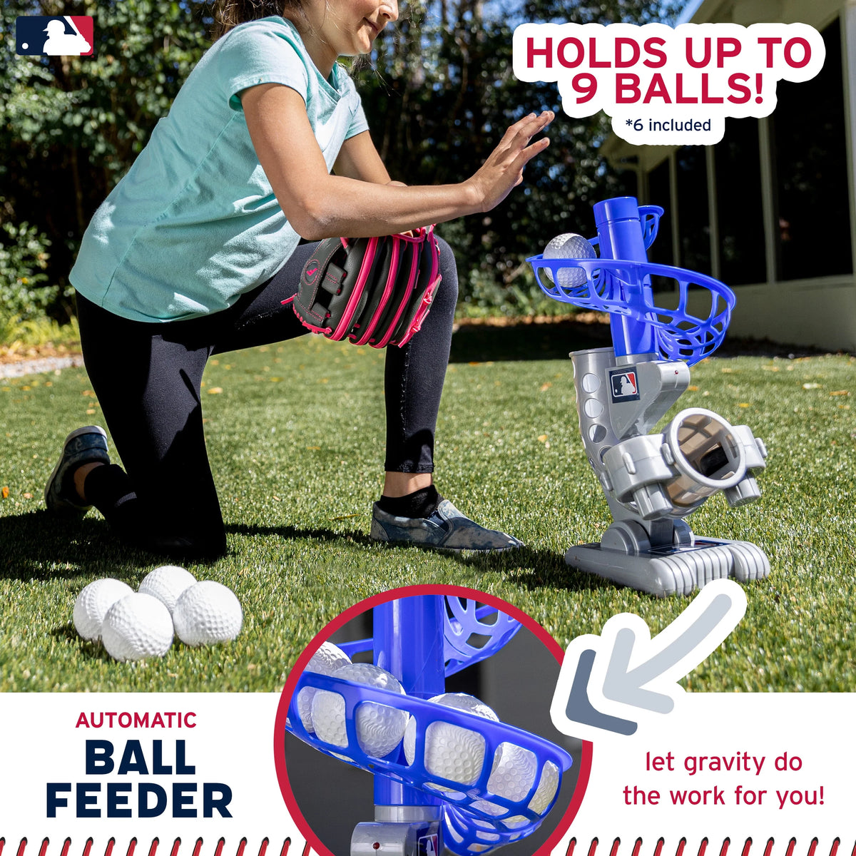 Kids Baseball Pitching Machine Height Adjustable 6 Plastic Balls U67936