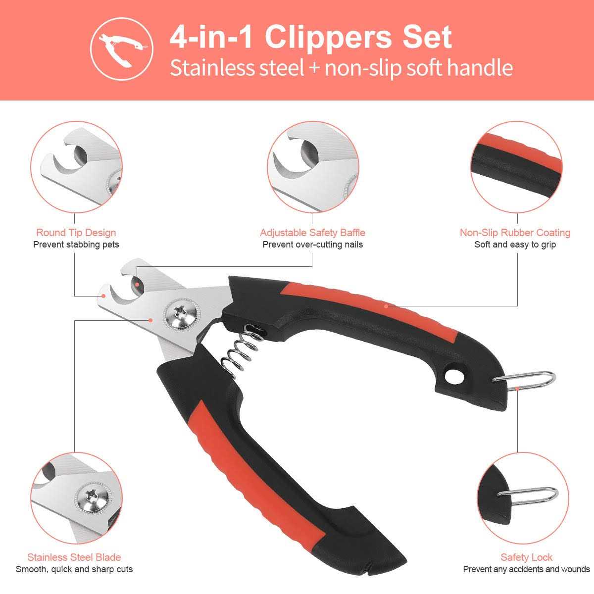 Dog Nail Clippers Trimmer Set with Safety Guard J963525