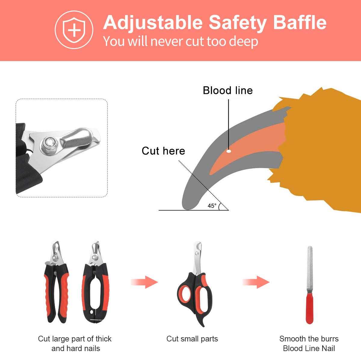 Dog Nail Clippers Trimmer Set with Safety Guard J963525