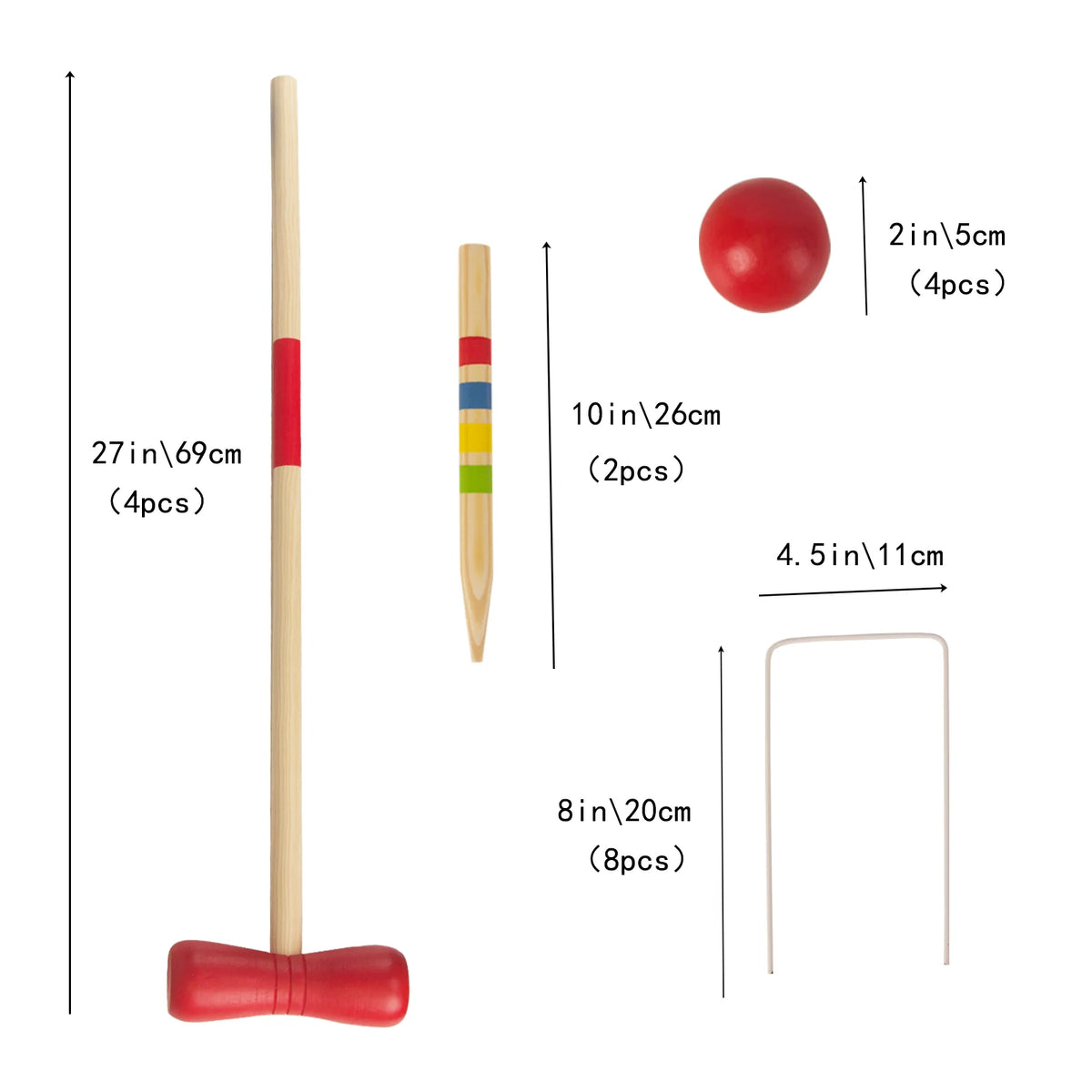 28 in Wooden Croquet Set for Four Players N33928