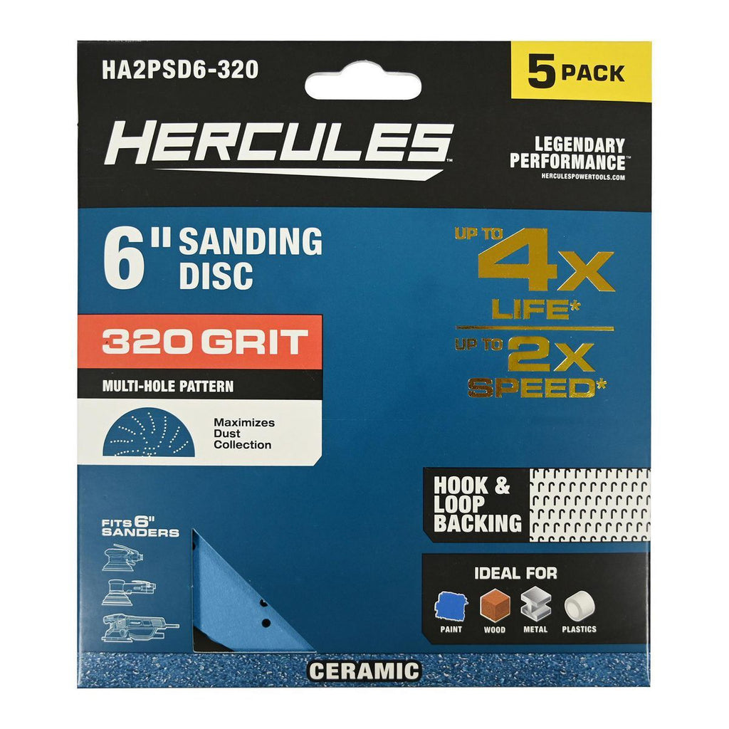 6 in. 320-Grit Hook-and-Loop Multihole Sanding Disc 5-Pack U932