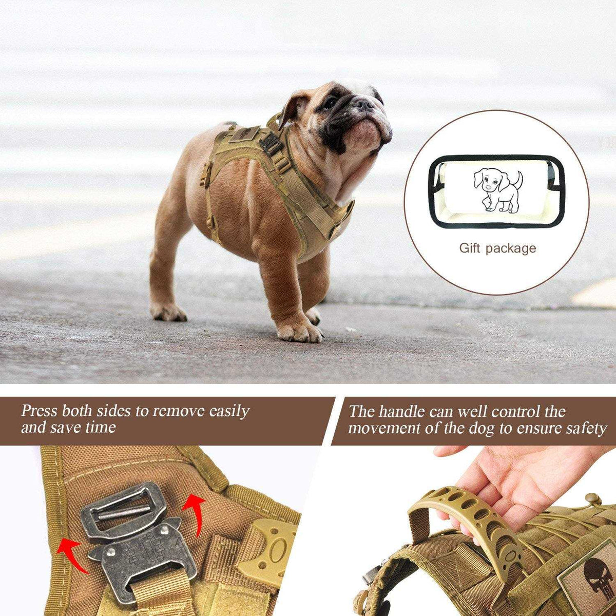 Tactical Service Dog Vest Harness with Rubber Handle & Metal B774877