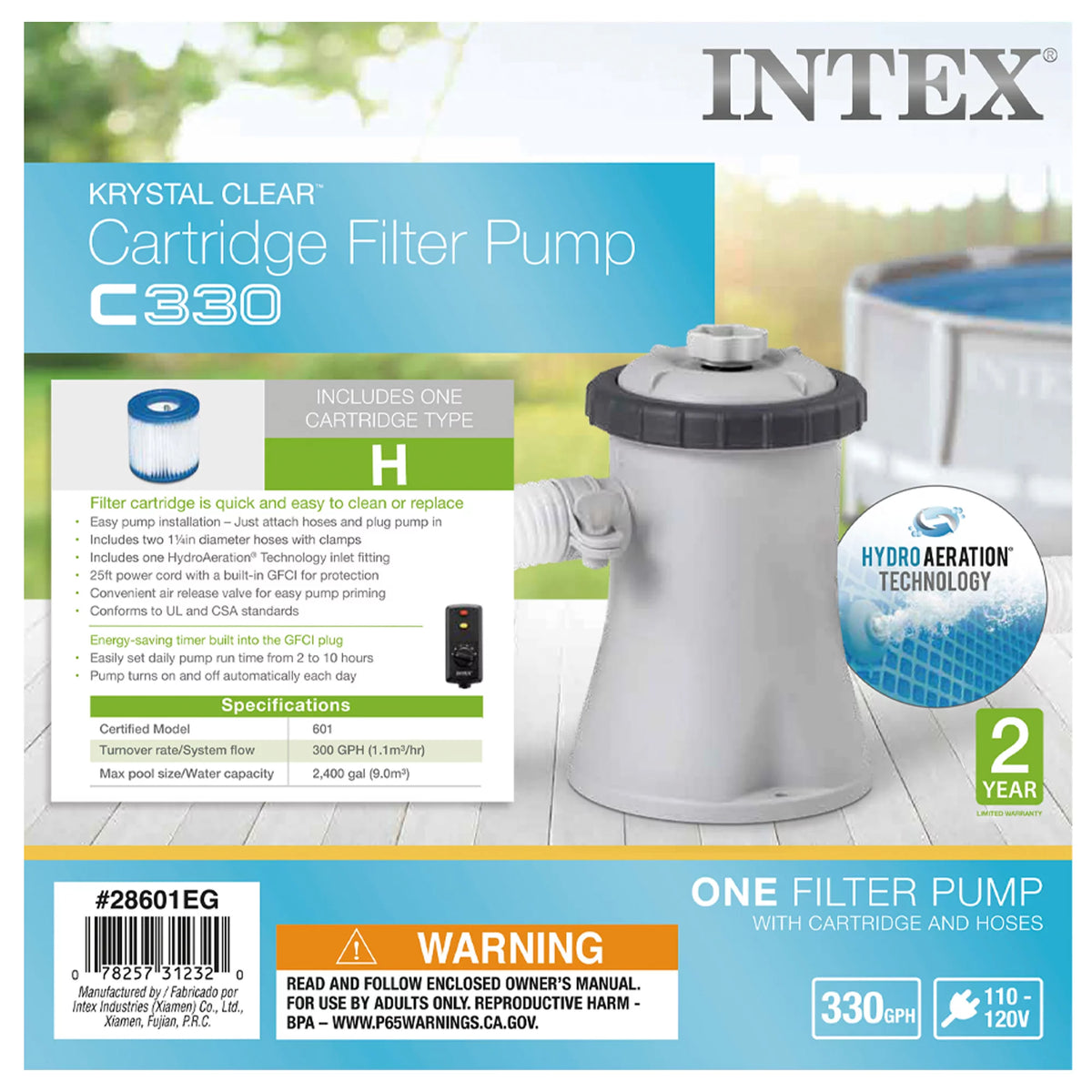 Inflatable Outdoor Pool with Filter Pump L33205