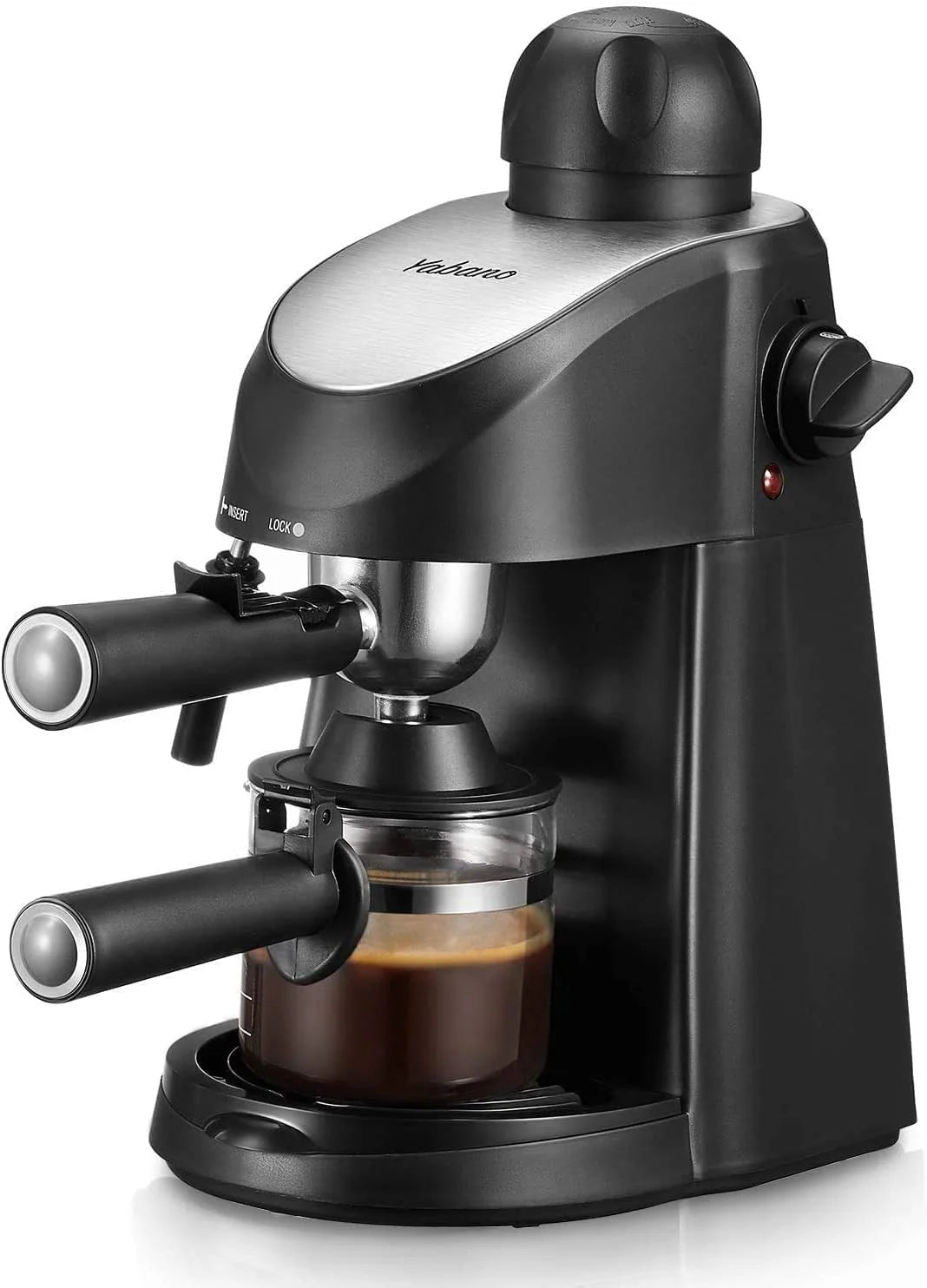 3.5 Bar 4 Cup Steam Espresso Cappuccino Maker with Milk Frother, Black K4147