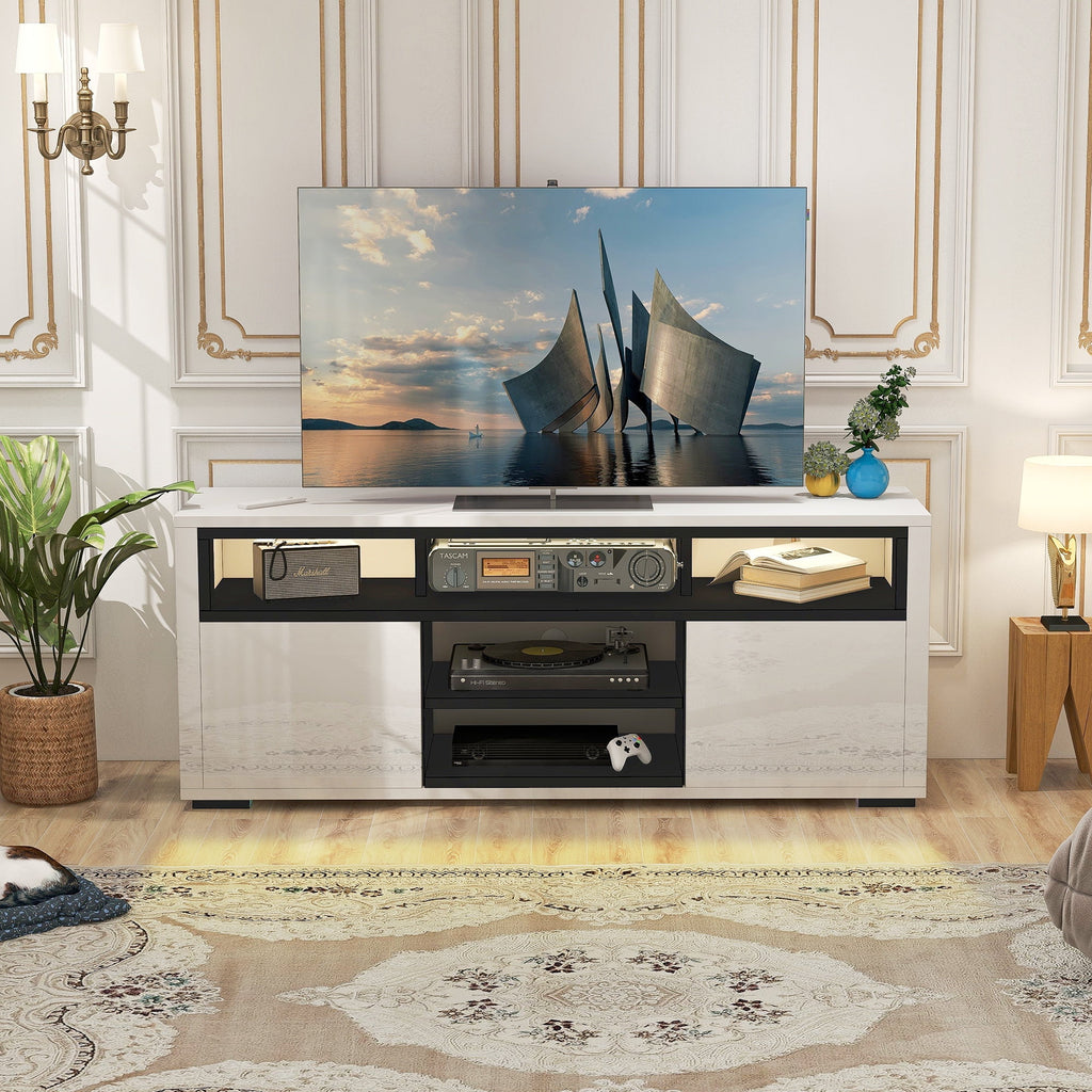 White High Gloss TV Stand with LED Lights P46241
