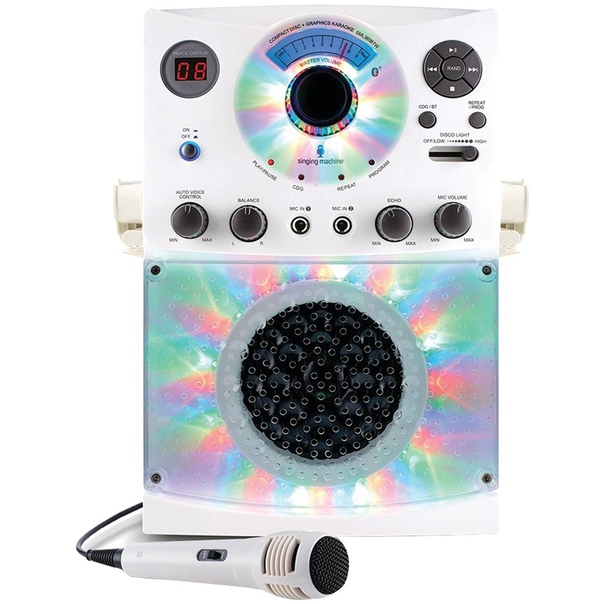 White Bluetooth Karaoke System with Microphone O4983