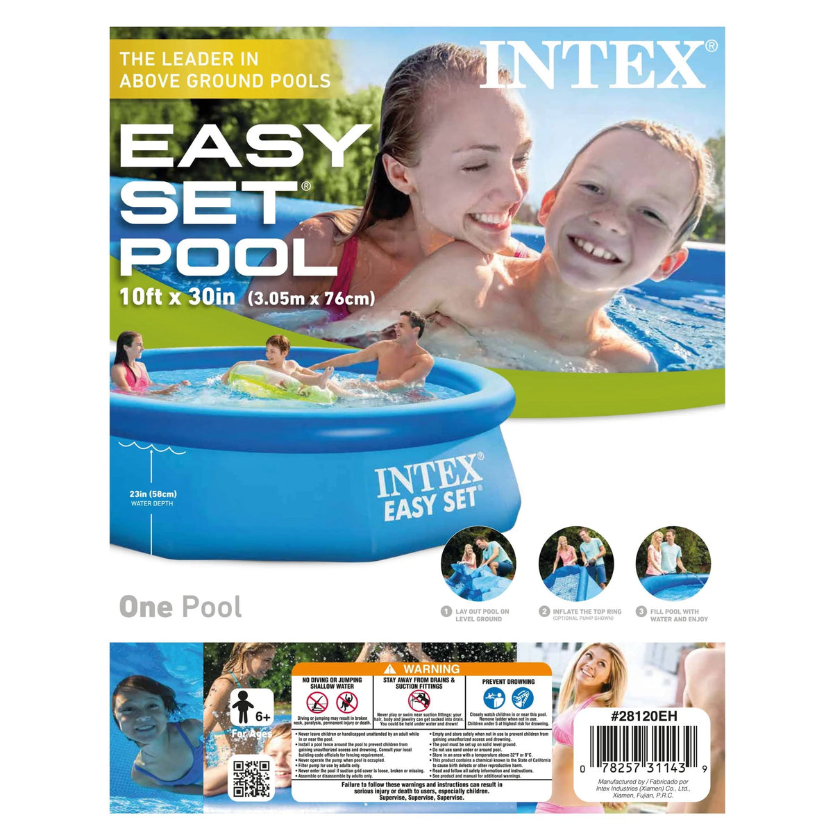 10 Ft x 30 In Inflatable Round Swimming Pool D982
