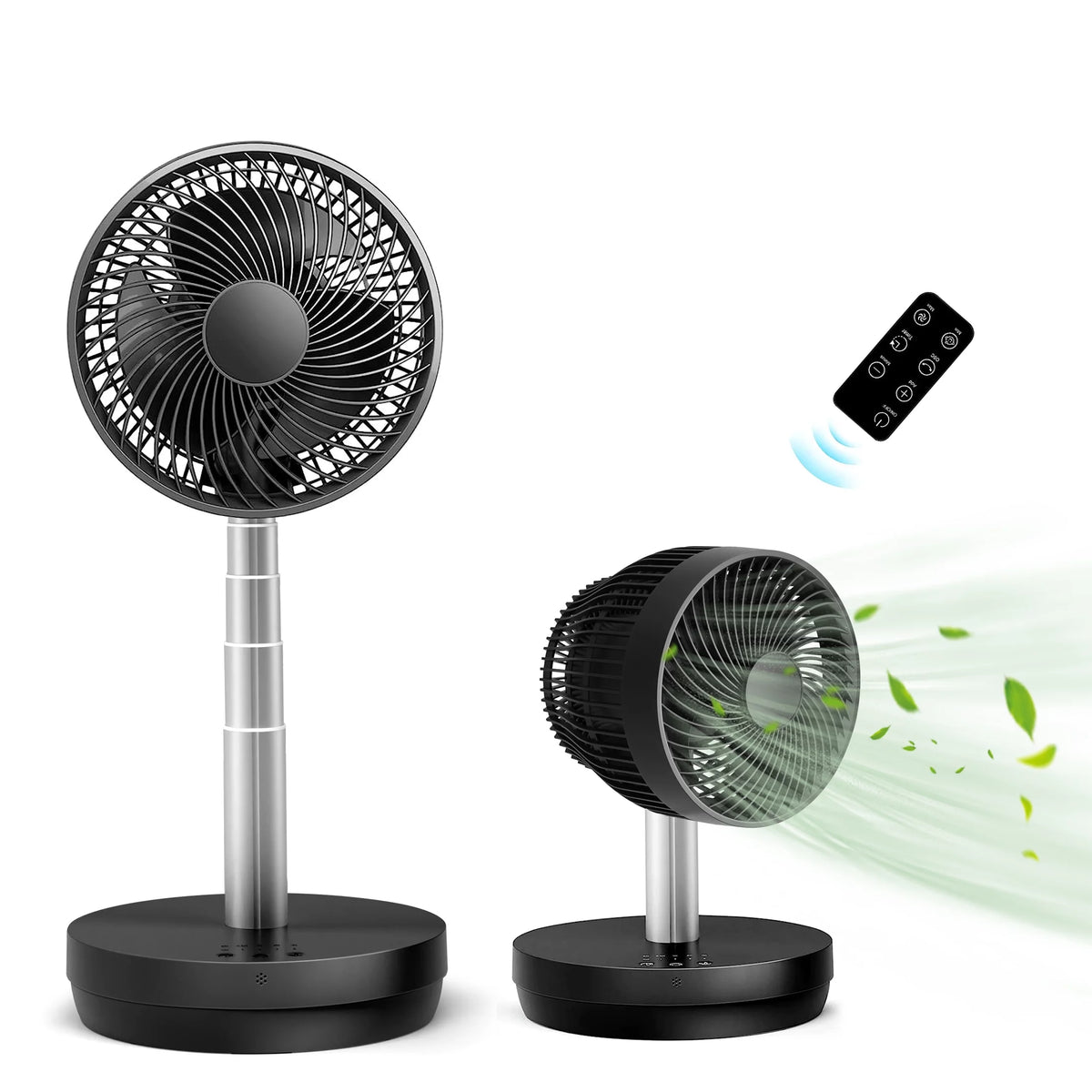 Portable Foldable Rechargeable Standing Fan with Remote Control White H8823