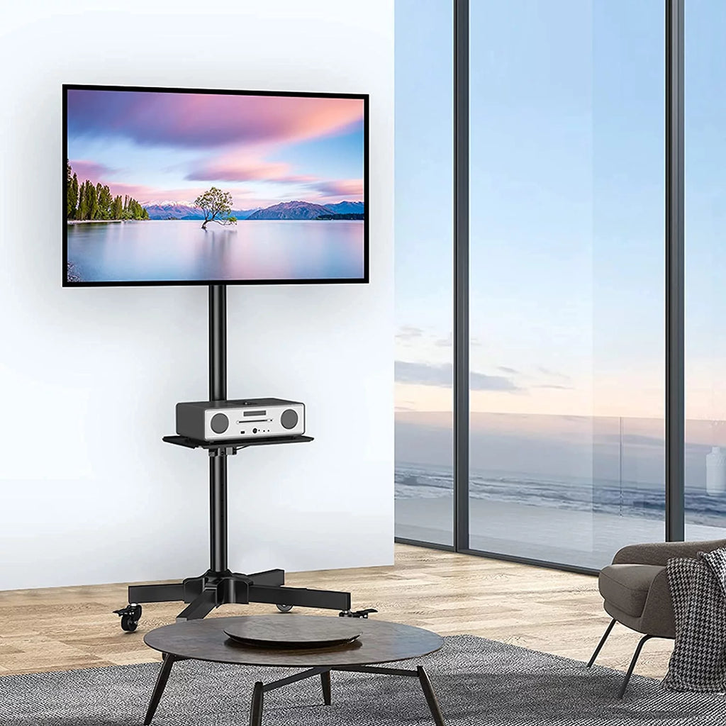 Rolling TV Stand with Wheels for 23-55 inch Flat Panel TVs, Black N4696