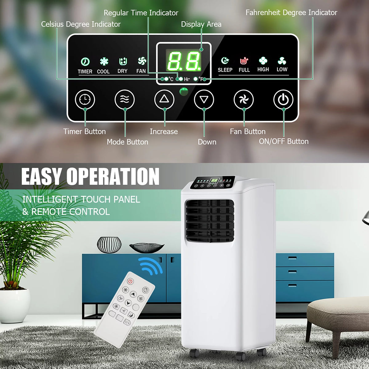 5500 BTU Portable Air Conditioner & Dehumidifier with Window Kit D622