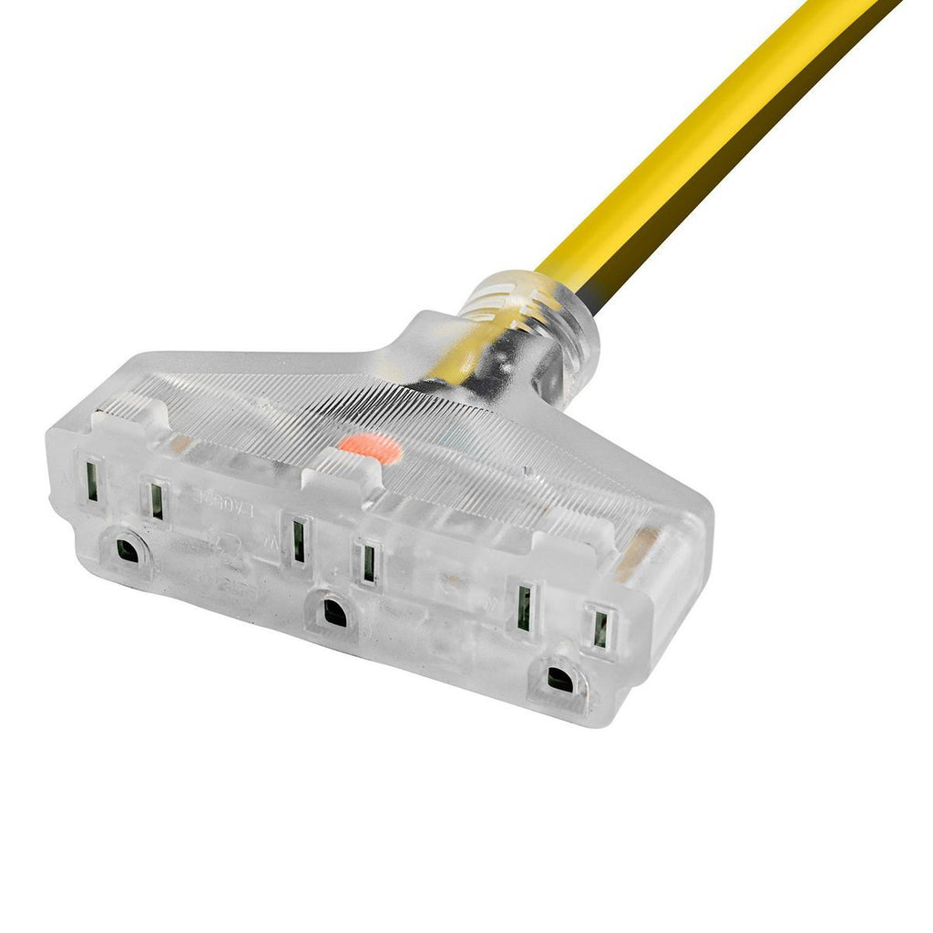 100 ft. 12/3 Gauge Multiple Outlet Extension Cord with Indicator Light, Yellow, Black M6088