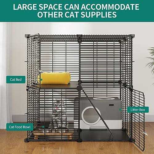 2 Tier Indoor Cat Cage Metal Playpen D73676