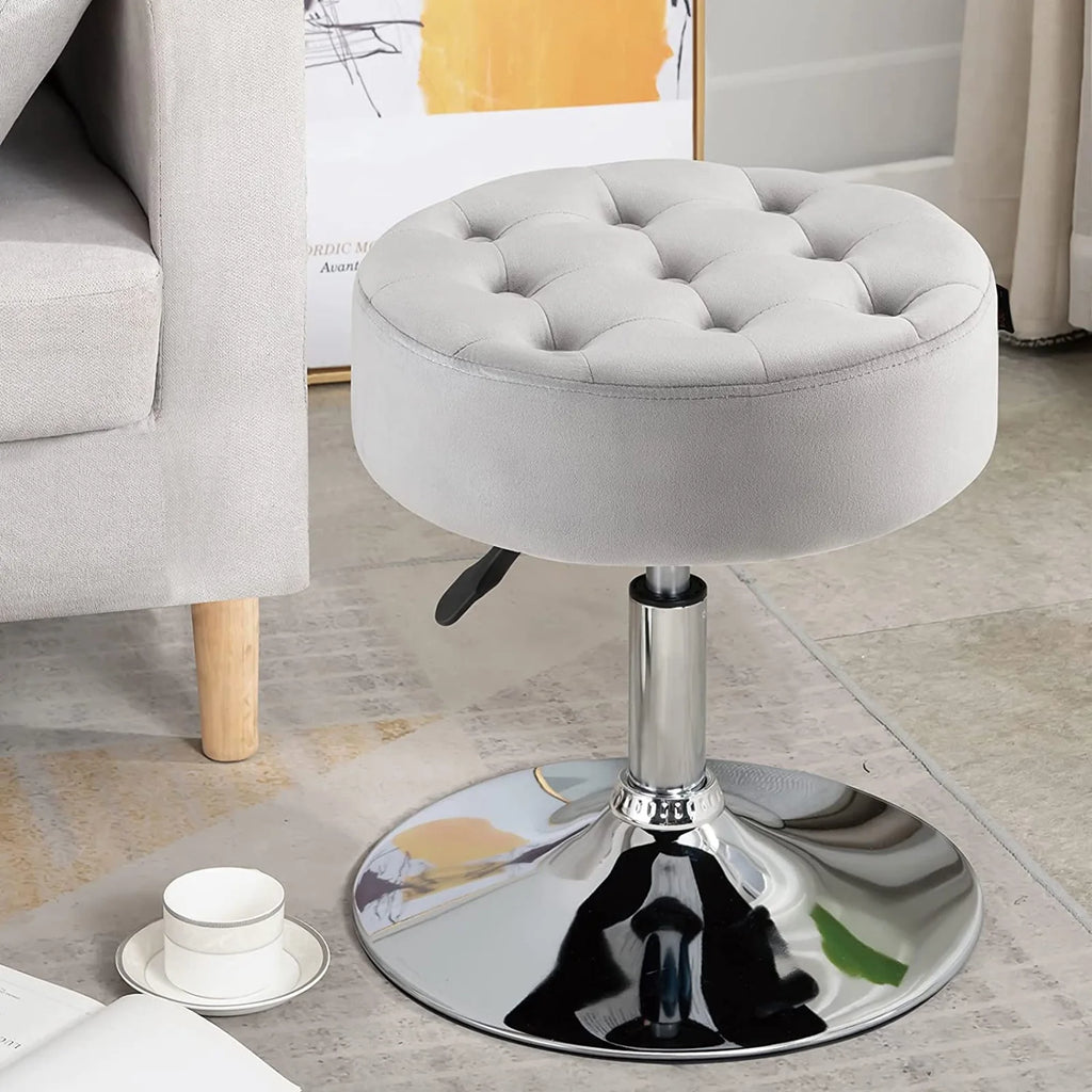 Adjustable Vanity Stool White Metal Frame C348352