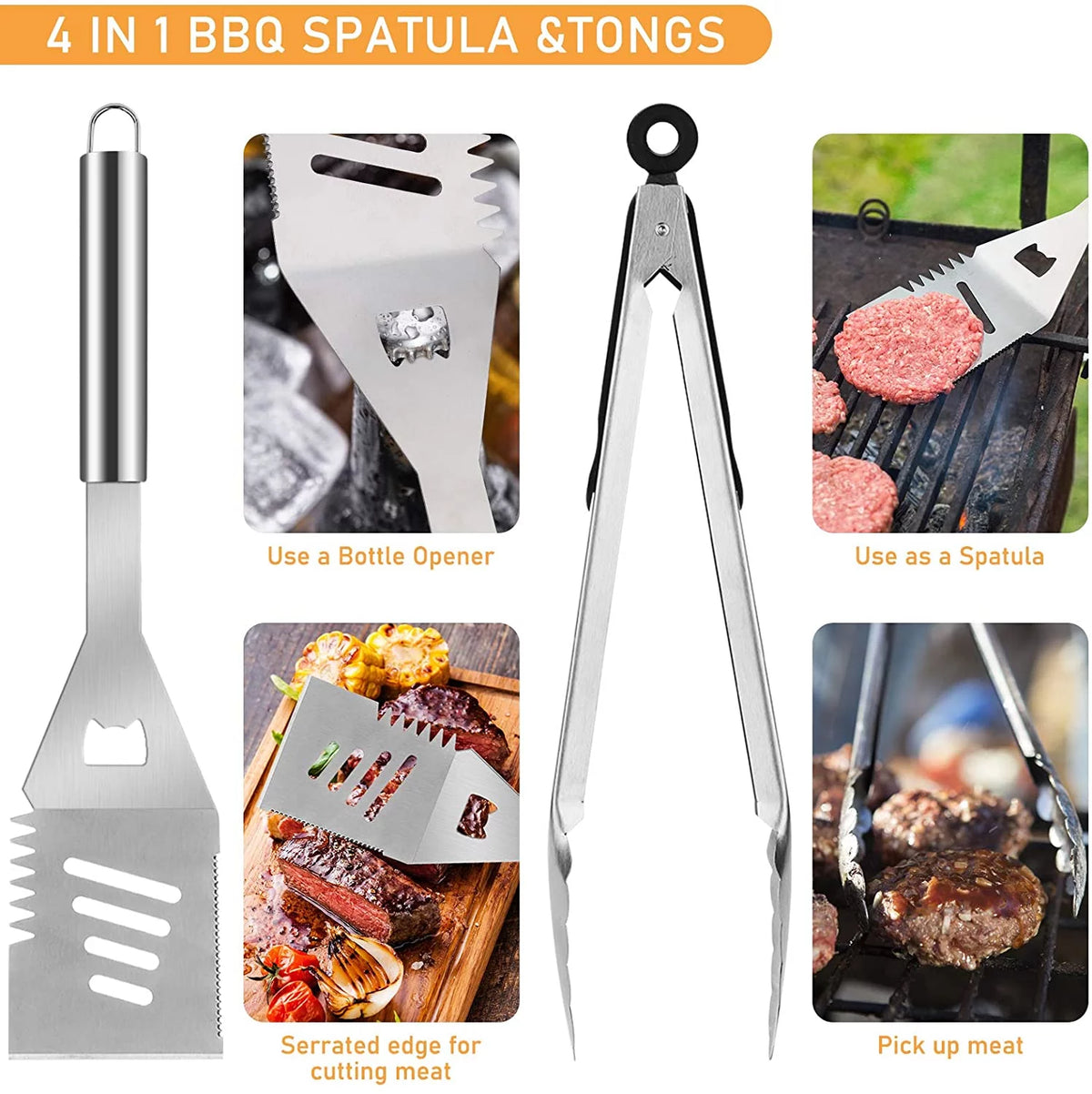 41Pcs Stainless Steel BBQ Grill Tool Set with Storage Bag I5849
