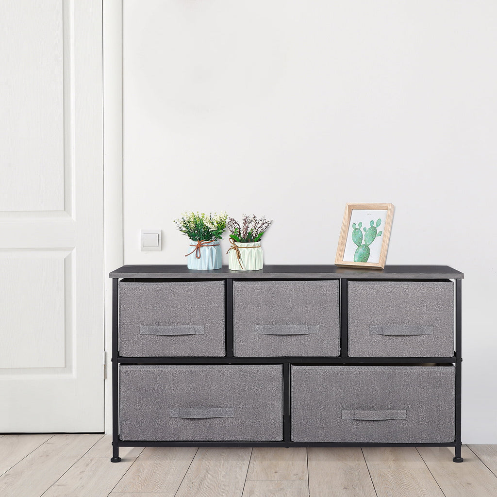 Brown 5 Drawer Fabric Dresser G79450