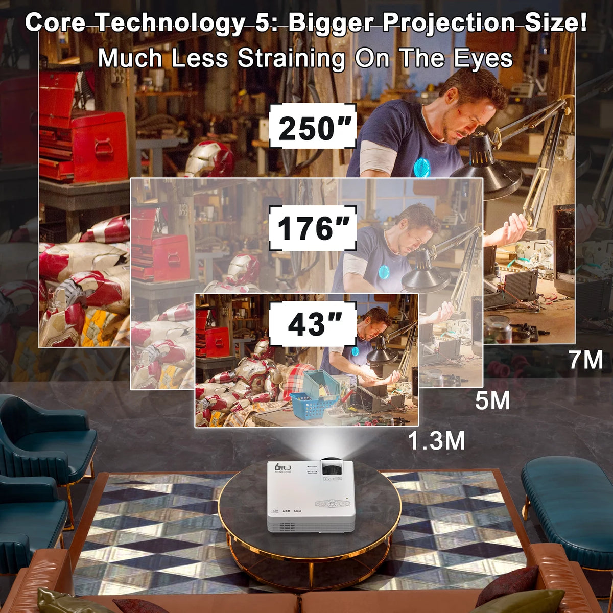 5G WiFi Bluetooth 1080P Mini Portable Projector H224