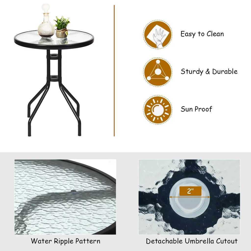 3PCS Bistro Set with Folding Chairs Table U899