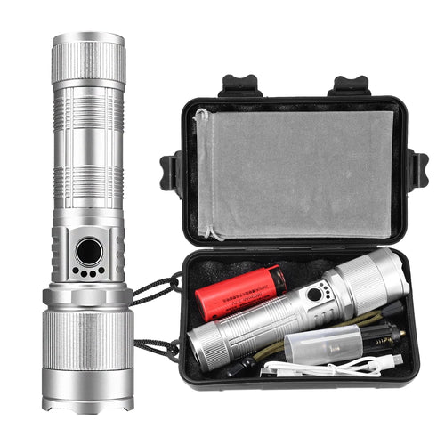 100000 Lumen Rechargeable LED Flashlight with 7 Modes and COB Sidelight X3000