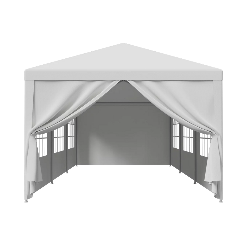 10'x 30' White Gazebo Canopy with 6 Windows & 2 Sidewalls T1717