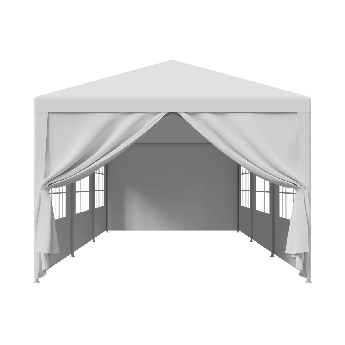 10'x 30' White Gazebo Canopy with 6 Windows & 2 Sidewalls T1717
