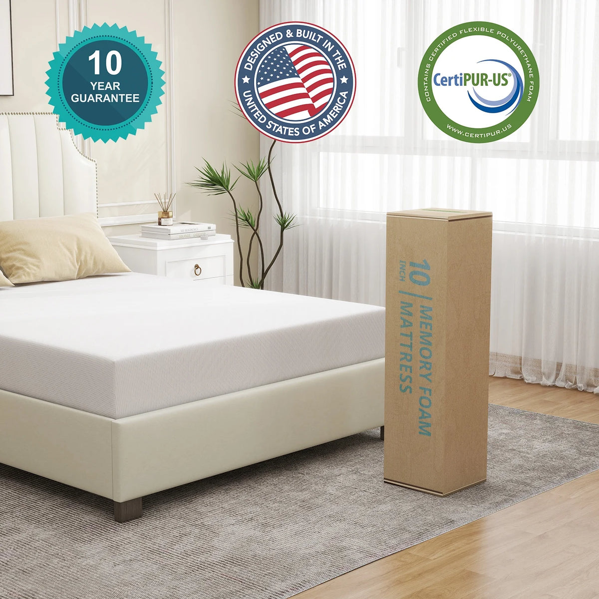 Twin Size Memory Foam Mattress with Cover C5030