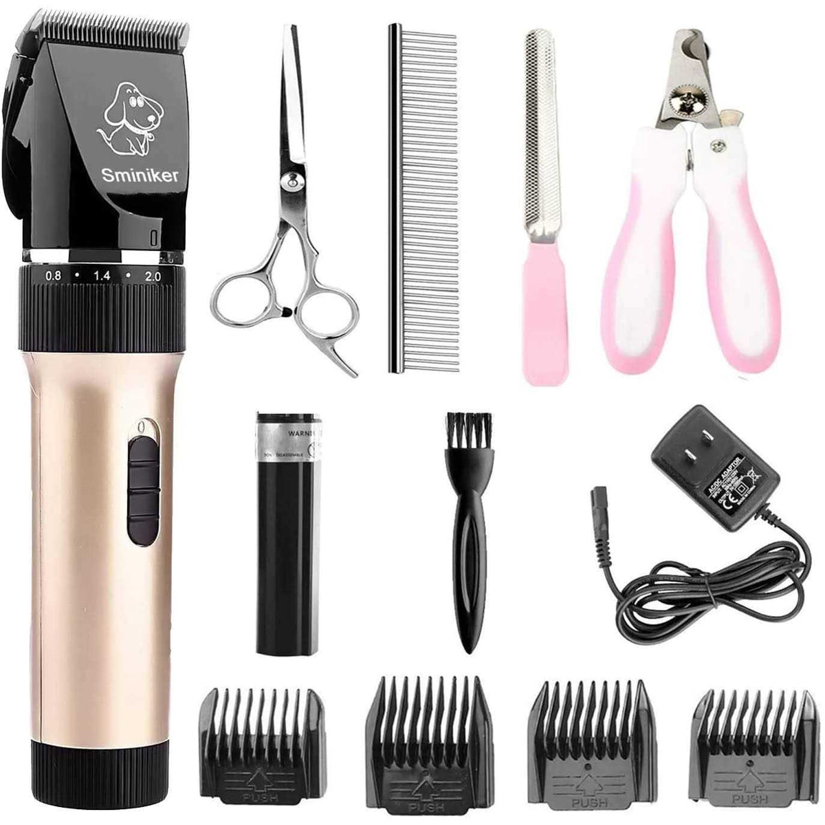 Low Noise Rechargeable Cordless Pet Clippers Grooming Kit with Storage Bag K1831