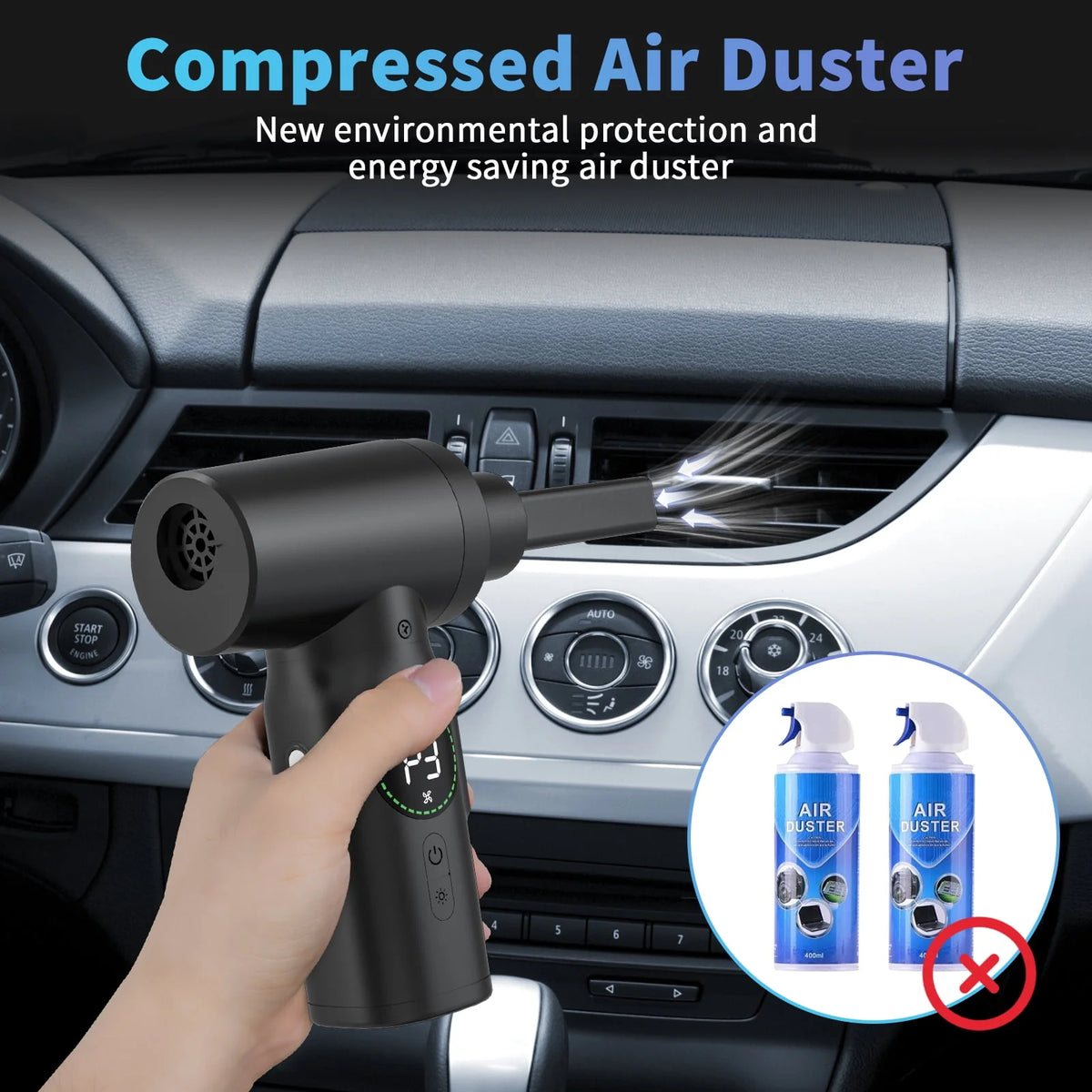 Compressed Air Duster 50000RPM Black Z53529