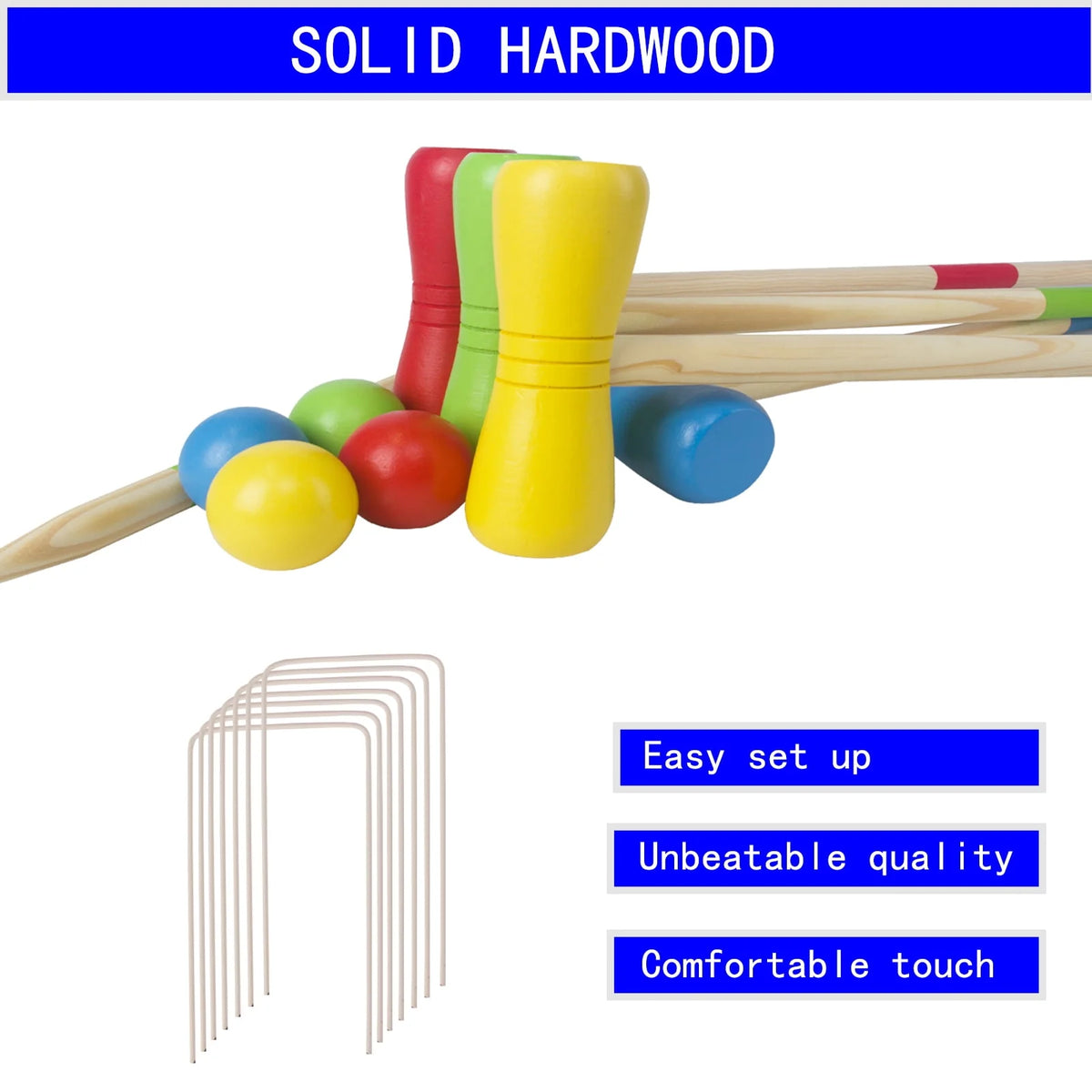 28 in Wooden Croquet Set for Four Players N33928