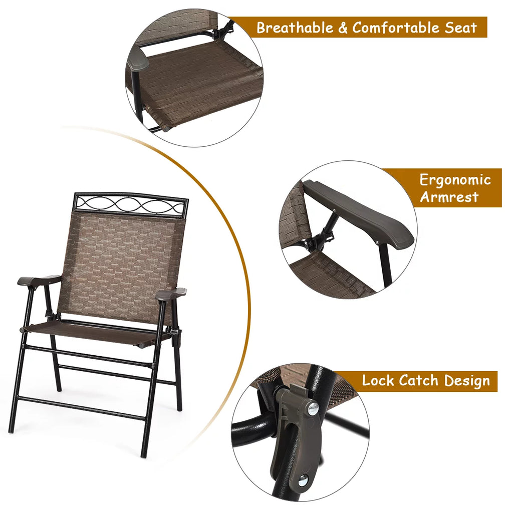 3PCS Bistro Set with Folding Chairs Table U899