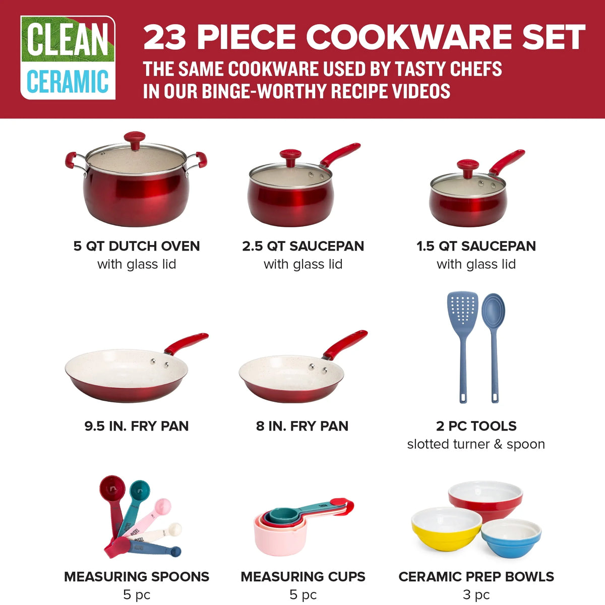 23 Piece Non-Stick Ceramic Aluminum Cookware Set V8772