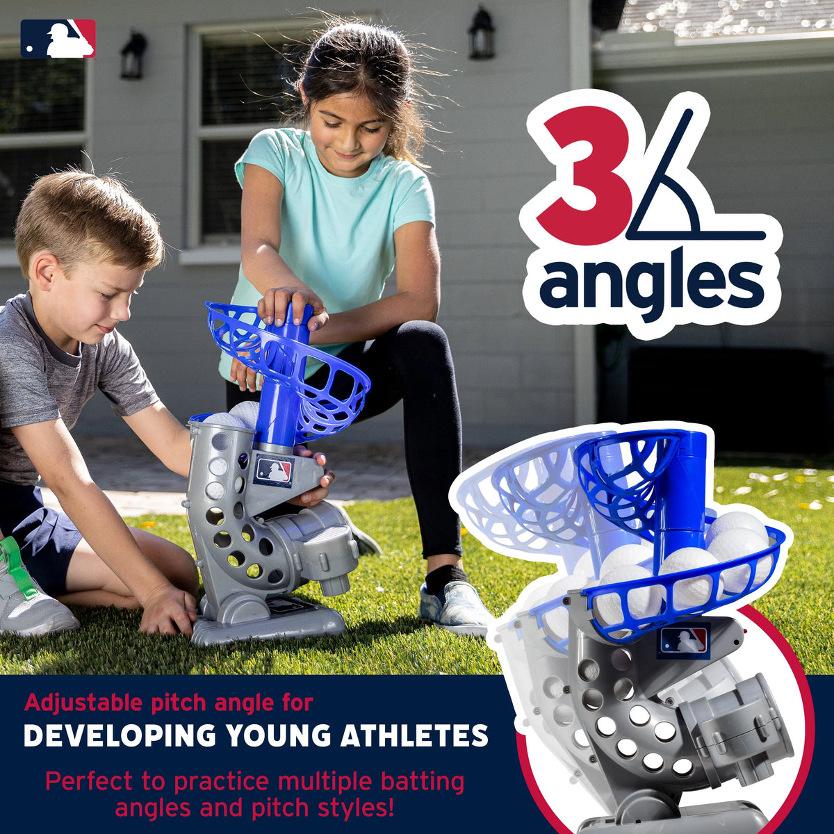Kids Baseball Pitching Machine Height Adjustable 6 Plastic Balls U67936