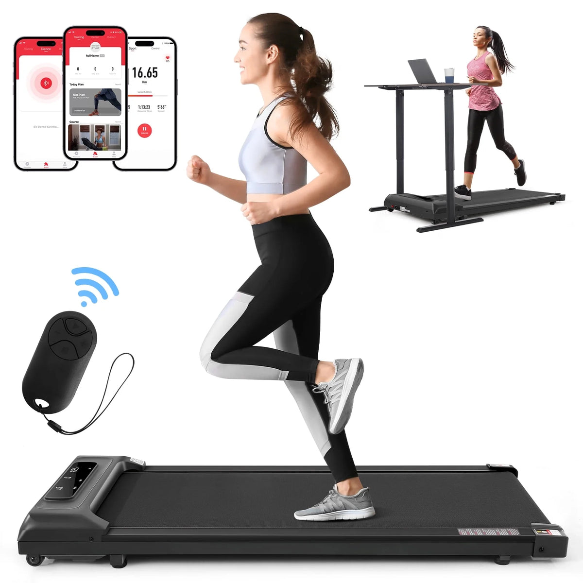 Under Desk Treadmill 2 in 1 Walking Pad with Remote Control A97550