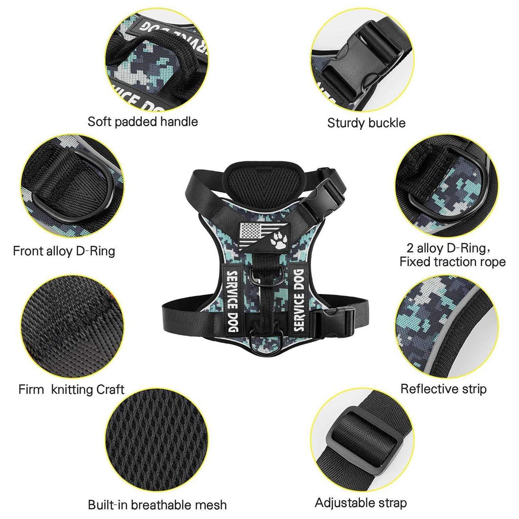 Reflective Dog Vest Harness with 5 PCS Patches F939629