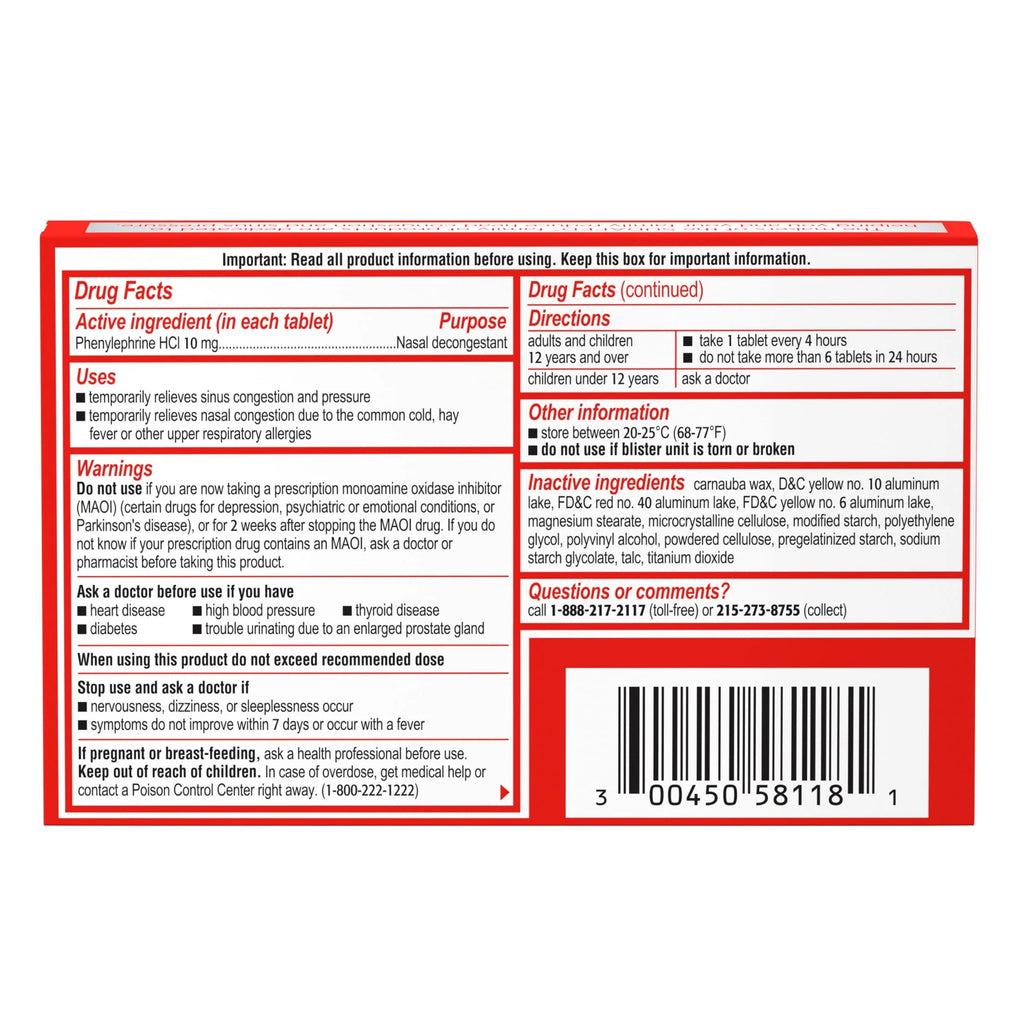 Non-Drowsy Sinus Decongestant, 18 Ct L610461