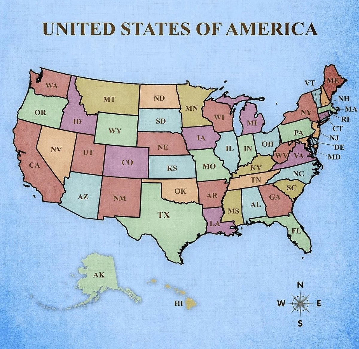 United States Map Poster Print R9890