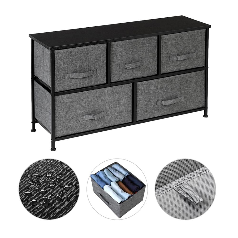 5 Drawer Fabric Storage Dresser with Wood Top K7397