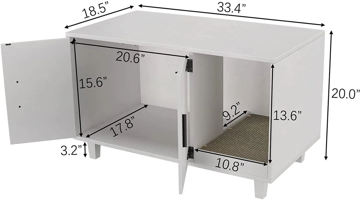 Cat Litter Box Enclosure Table Nightstand with Scratch Pad P928