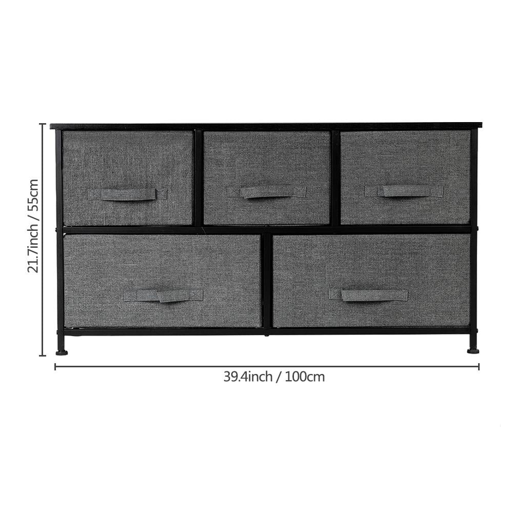5 Drawer Fabric Storage Dresser with Wood Top K7397