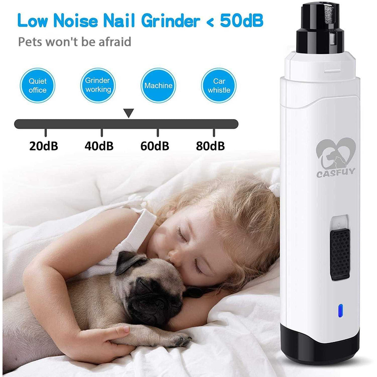 Dog Nail Grinder 2-Speed Electric Rechargeable Pet Nail Trimmer P9485