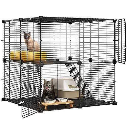 2 Tier Indoor Cat Cage Metal Playpen D73676
