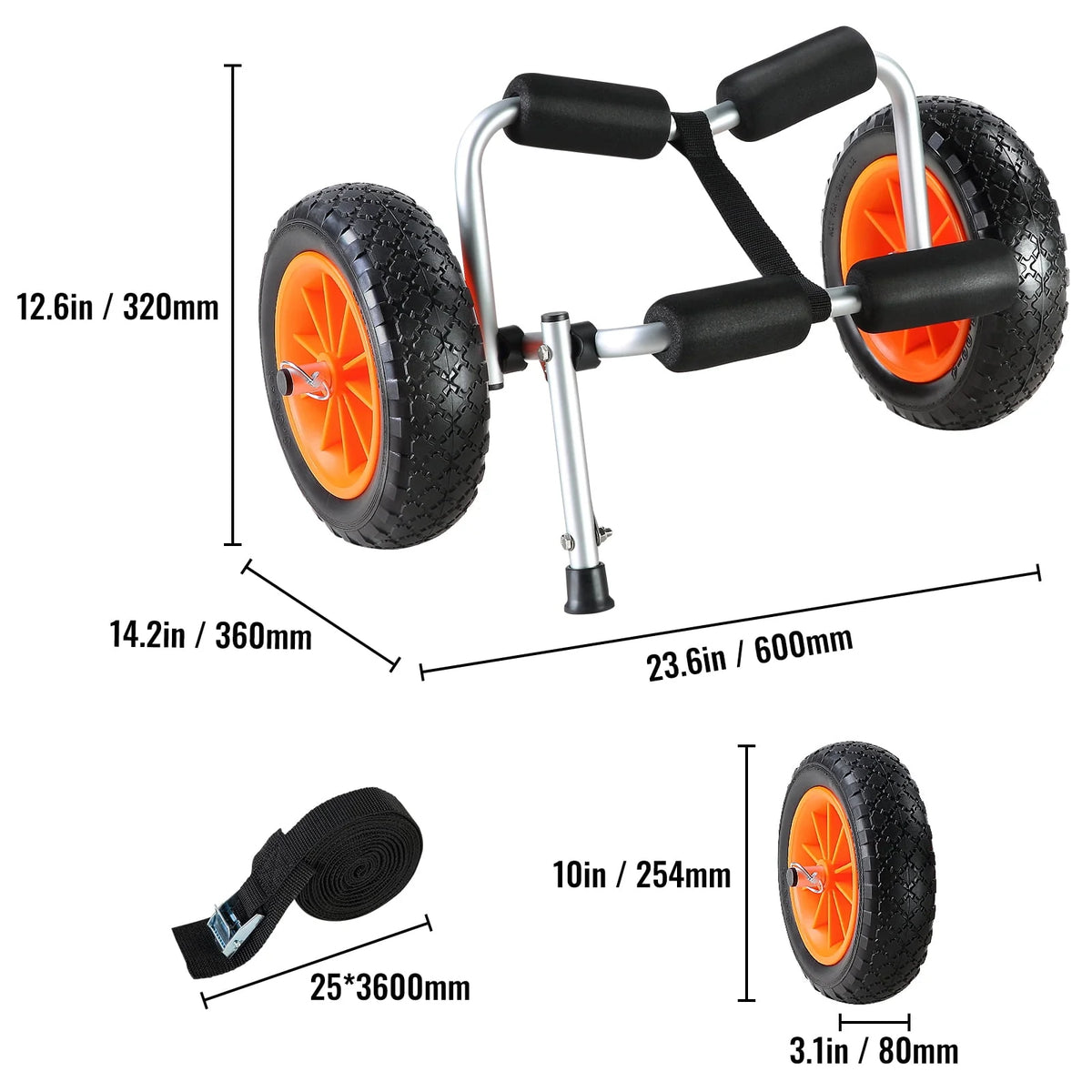 Foldable Kayak Cart with 10'' Solid Tires Z4131