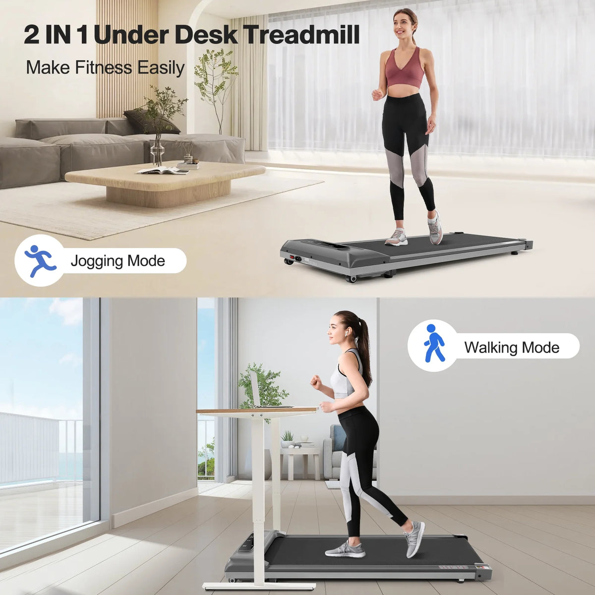 Under Desk Treadmill 2 in 1 Walking Pad with Remote Control A97550