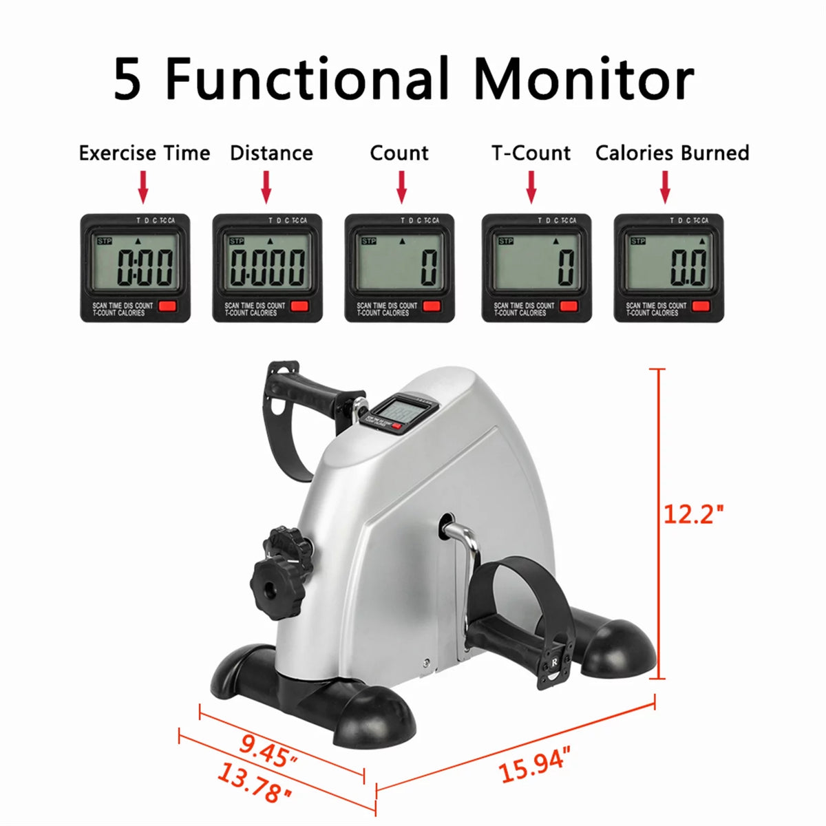 Under Desk Exercise Bike with LCD Monitor V22316