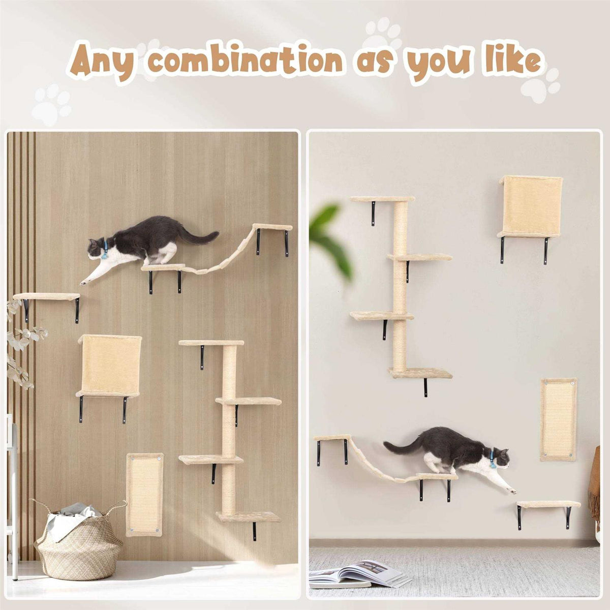 Wall Mounted Shelves Set Cat Tree R7588