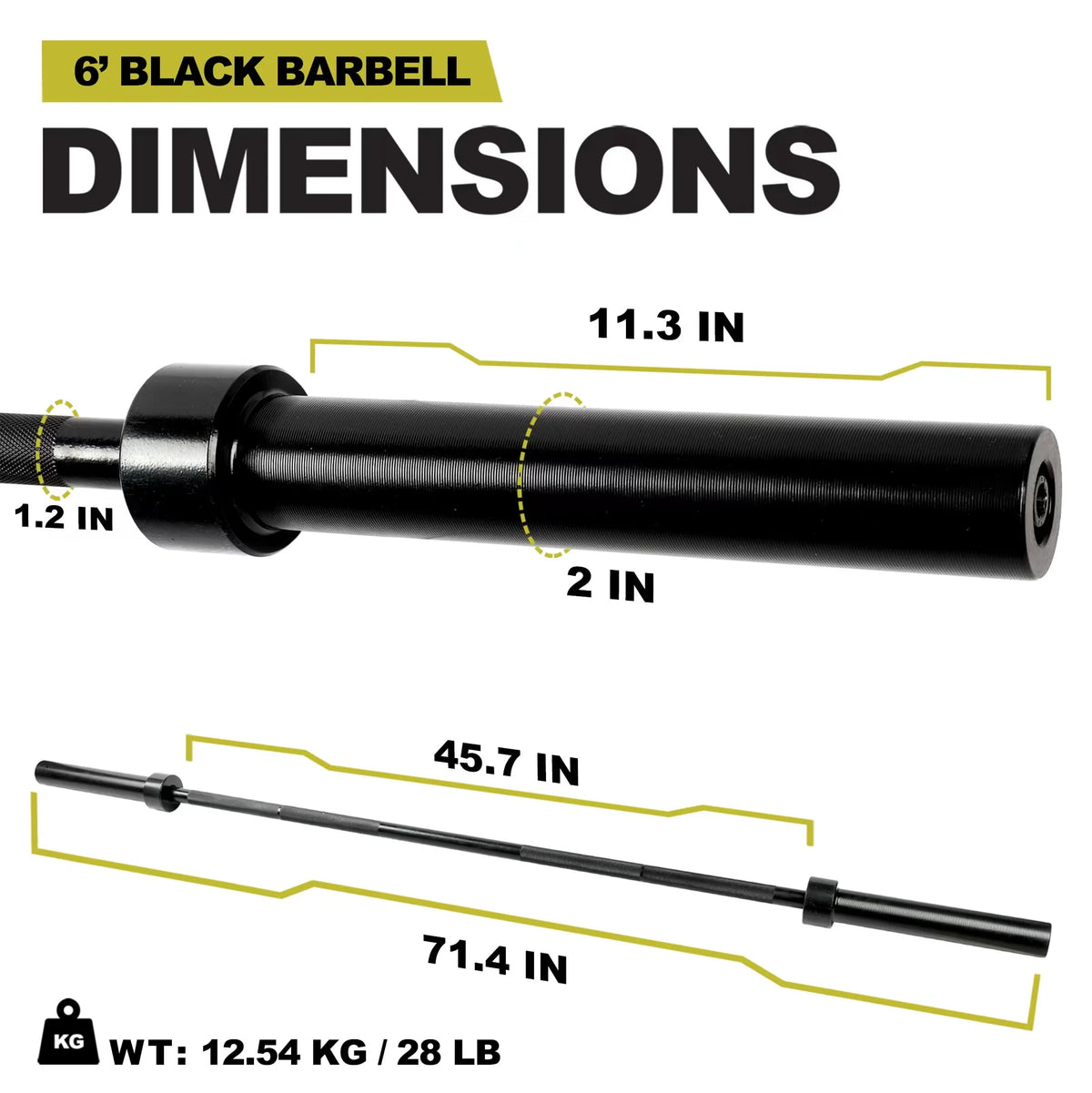 2-Inch Olympic Barbell Weight Bar 7ft 700-Pound Capacity M3875
